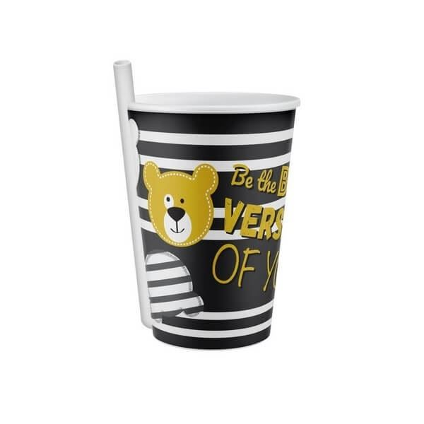 Gold &amp; Black Plastic Drinking Tumbler 4-Pack