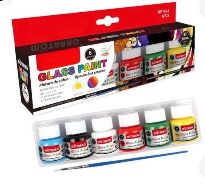 Glass Paint -6 Pcs-MOTARRO-25ml Each