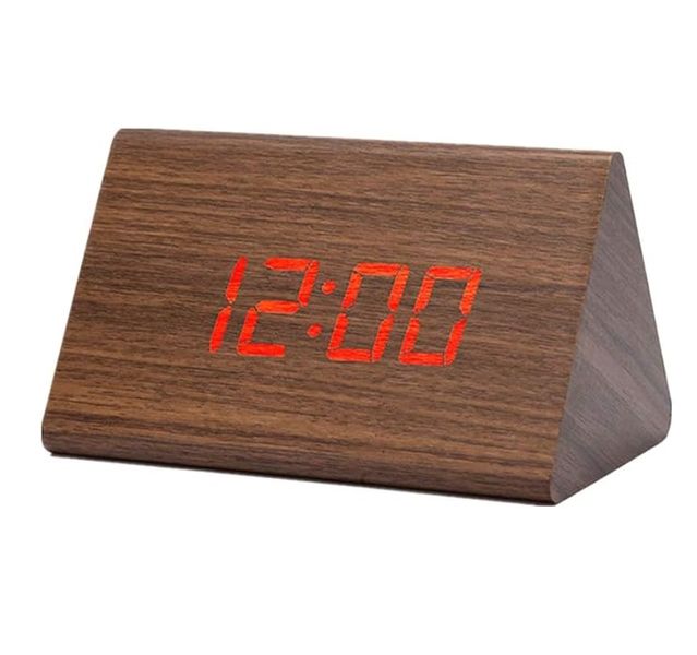 Rechargeable Battery Operated Wooden Digital Alarm Clock