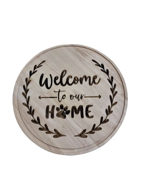 Welcome Sign Wood - Welcome to Our Home Paw