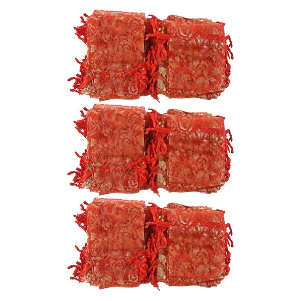 100Pc 7X9Cm Rose Organza Drawstring Gift Jewelry Bags Pink
