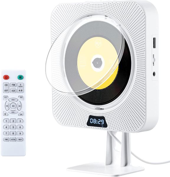 Portable Music CD Player Bluetooth, Wall Mountable, with IR Remote Control