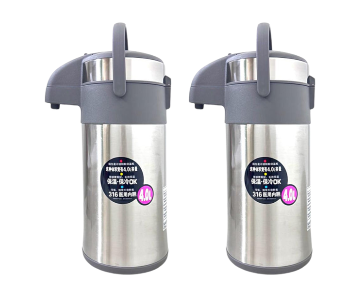 Stainless Steel Thermos Airpot Bottle - 4Litre - Pack of 2