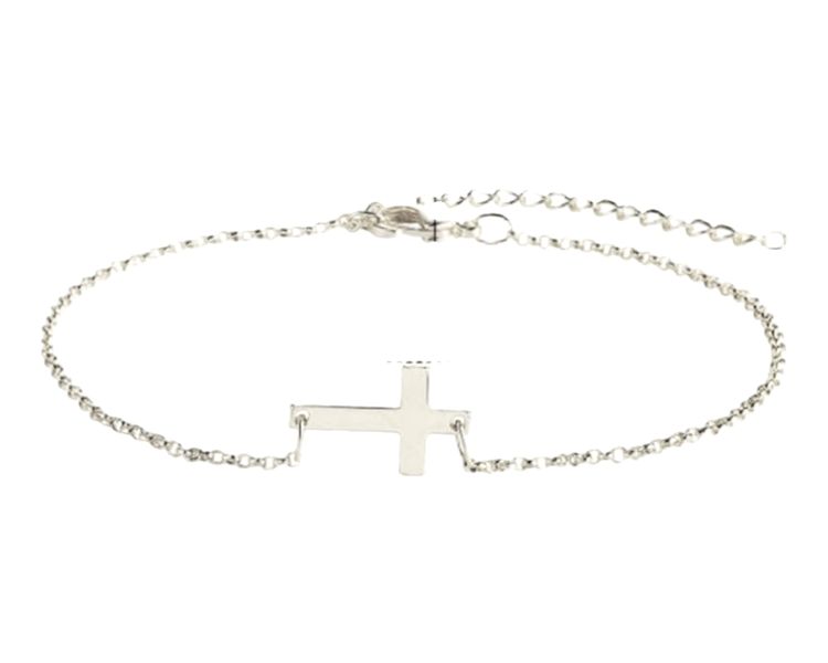 Stainless Steel Cross-Shaped Pendant Chain Bracelet
