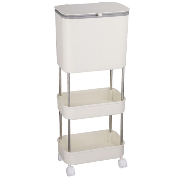 Kitchen Trash Can Garbage Bin Storage Rack WasteBasket Narrow Gap Trolley