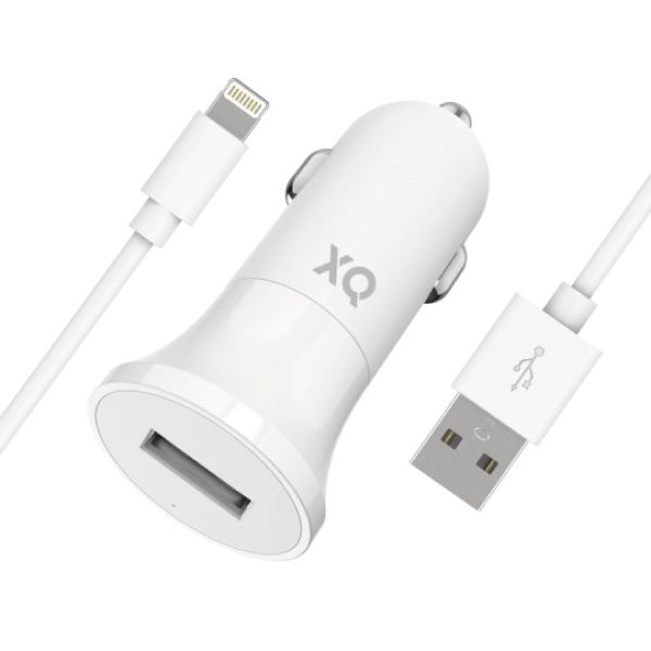 XQISIT 2.4A Single Car Charger Adapter - Lightning USB -A Cable Included