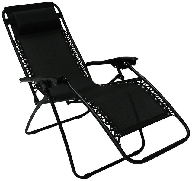Zero Gravity Outdoor Black Reclining Chair Portable Comfortable Adjustable