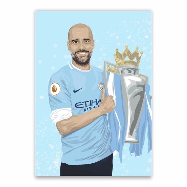 Pep Guardiola Premier League Trophy Poster - A1
