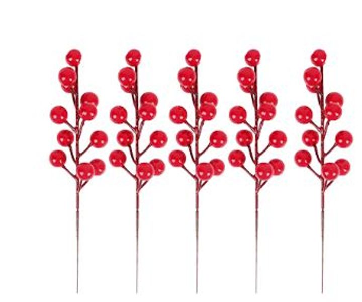 JJ Artificial Red Berry Christmas Decoration Pack of 5