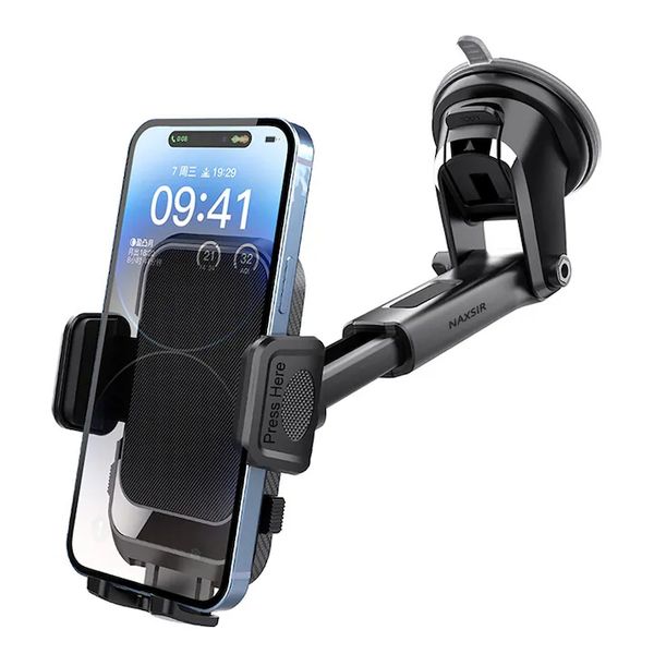 NAXSIR, Car Phone Holder, Windshield or Dashboard Mount, Black