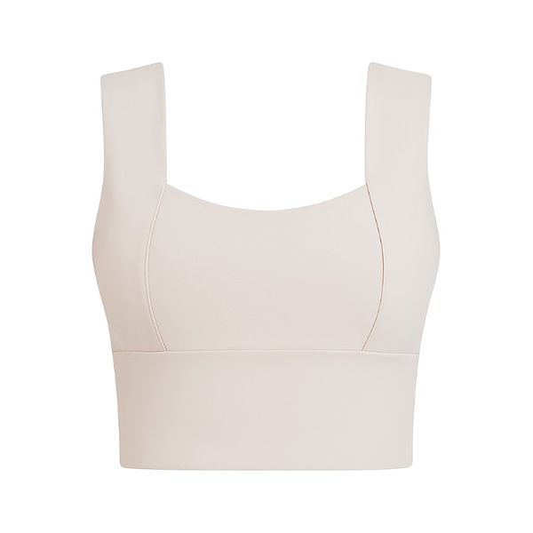 Women's Square-Neck Fixed-Pad Sports Bra - Milky White