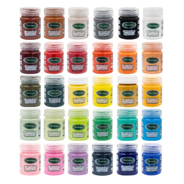 Heritage Acrylic Paint - Craft Colour Palette Set - 30 x 50ml