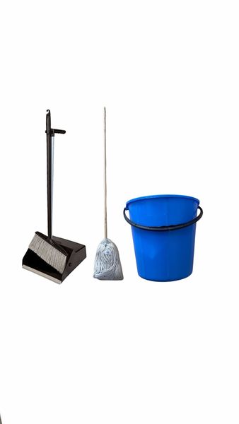 Cleaning Bucket, Mop, Long Handle Broom and Scoop Set