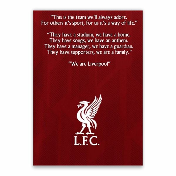 Liverpool FC White Logo and Quote With Red Background Poster - A1