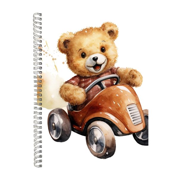 Small Car A4 Notebook Spiral Lined Teddy Bear Lover Graphic Notepad Gift189