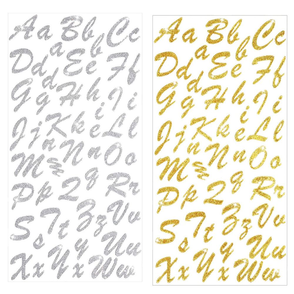 Craft Stationery Gold & Silver Number/Letter Glitter Sticker Jumbo Set