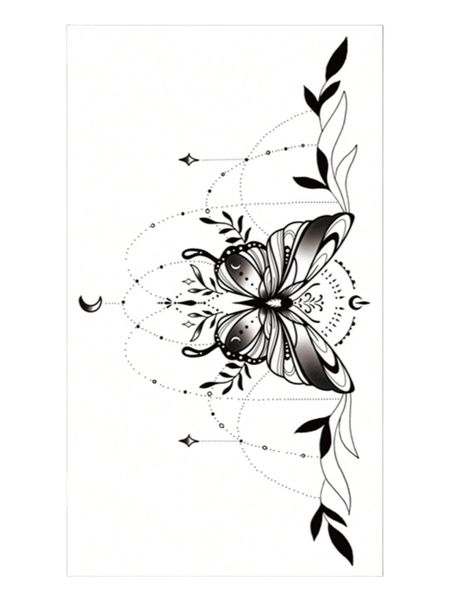 Exotic Butterfly Semi-Permanent Tattoo - Black