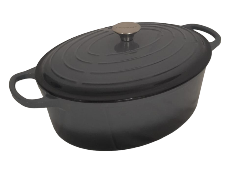 SMTE- Oval Cast Iron Casserole - 43cm x 13Cm- Nectar - Grey