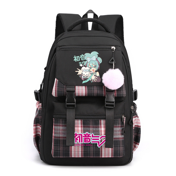 Student Schoolbag Hatsune Miku Plaid fabric Stylish &amp; Durable Backpack