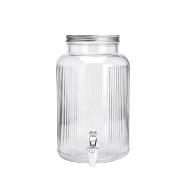 5.5 Litre Glass Juice Dispenser with Tap - Striped Design for Everyday Use