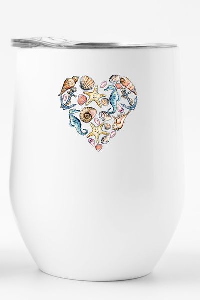 Stainless Steel Double Wall Tumbler: Seashore Heart