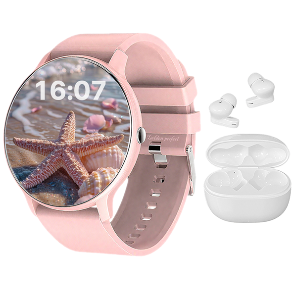Golden Perfect Women's Smartwatch &amp; Bluetooth Ea image