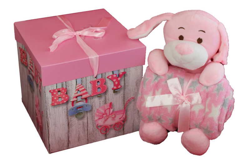 Pink Blanket and Soft Toy Gift Set