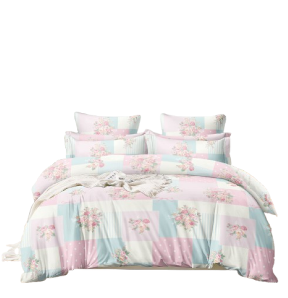 Linen Boutique - Cotton Duvet Cover Set - White Patched Flowers