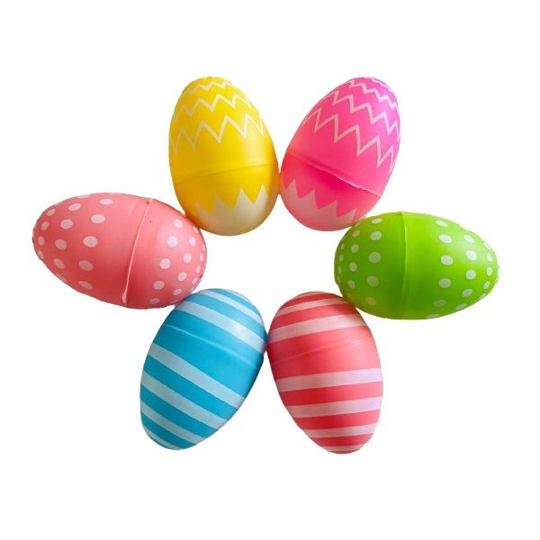 Plastic Fillable Large Easter Hunt Eggs 8cm - Set of 6