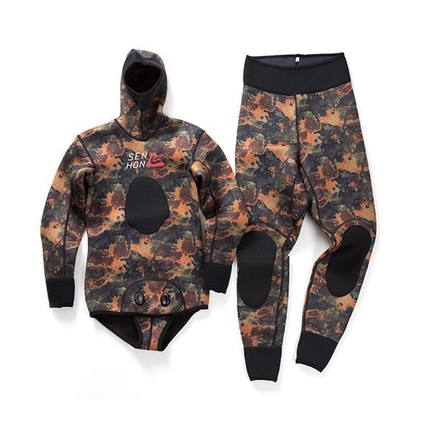 Neoprene 1.5mm Hooded Separated Diving Wetsuit for Men/ Women - Camouflage