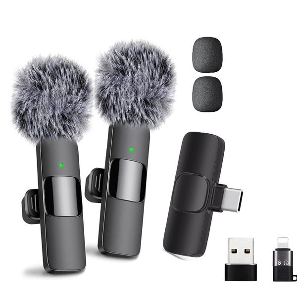 3-in-1 Wireless Lavalier Microphone, Noise-Cancel Microphone