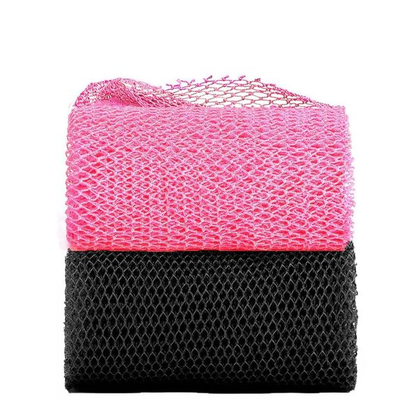 2 Piece African Exfoliating Net Exfoliating Sponge 80 × 30cm - Black &amp; Pink