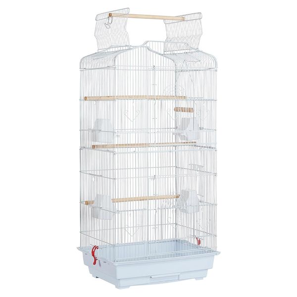 Medium Open-Top Parrot Cage with 3 Perches and 4 Feeding Bowls