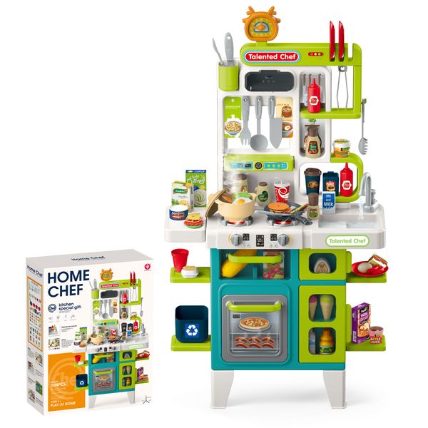 Interactive Play Kitchen Set - 104PC Pretend Cooking Toy for Kids