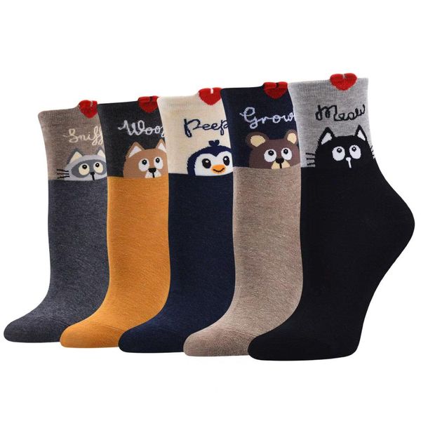 3D Cartoon Animal Pattern Socks for Women Mid-Calf Socks