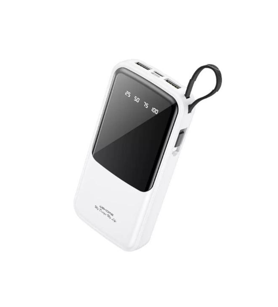 10000mAh Digital Display Powerbank With 4-In-1 Cable &amp; Phone Holder Black