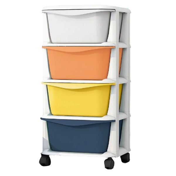 Decor Four Layer Plastic Storage Cabinet With Drawers &amp; Wheels - 72cm