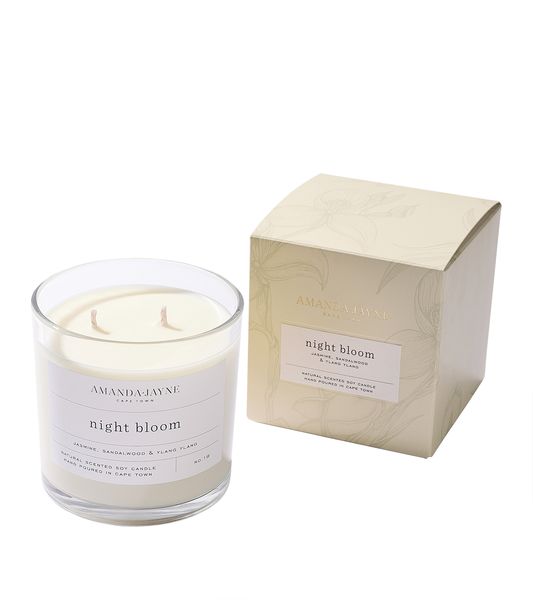 Amanda-Jayne Night Bloom Double Wick Glass Candle 370g