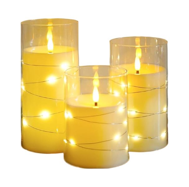 Set of 3 Flameless Decorative Candle Lights With Battery Operation - Yellow