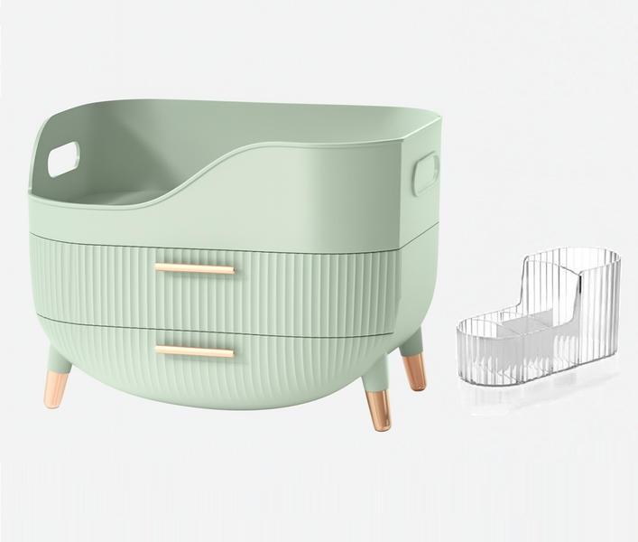 Makeup Case, Storage and Skincare Organizer with Brush Holder for Vanity