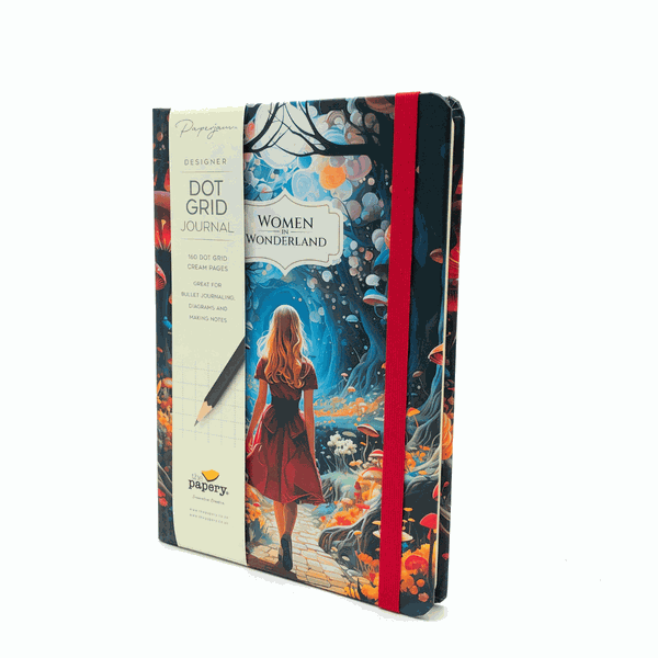 Retro A5 Journal - 80gsm - Quality Grid Format Pages - Women In Wonderland