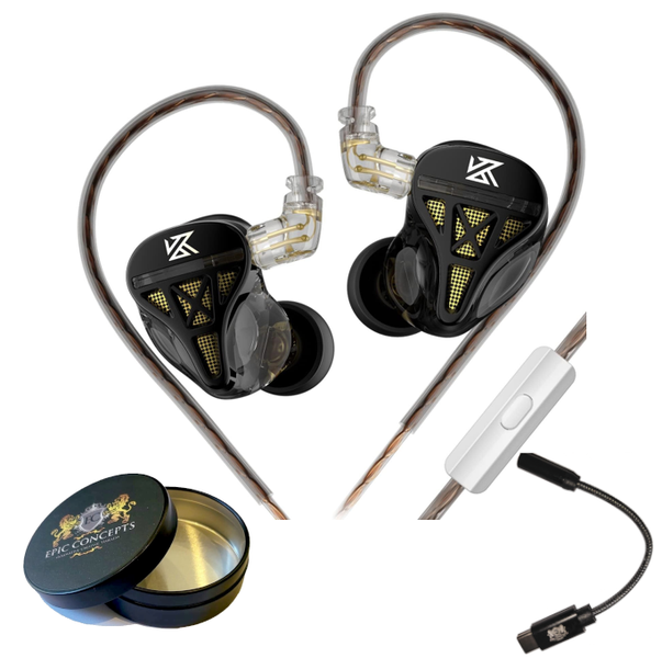 KZ DQS Earphones Earbuds Headphones with Mic, 32bit 384kHz DAC &amp;Case Bundle