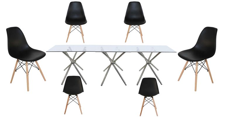 7-Piece Rectangular Glass Dining Table And Chairs Set