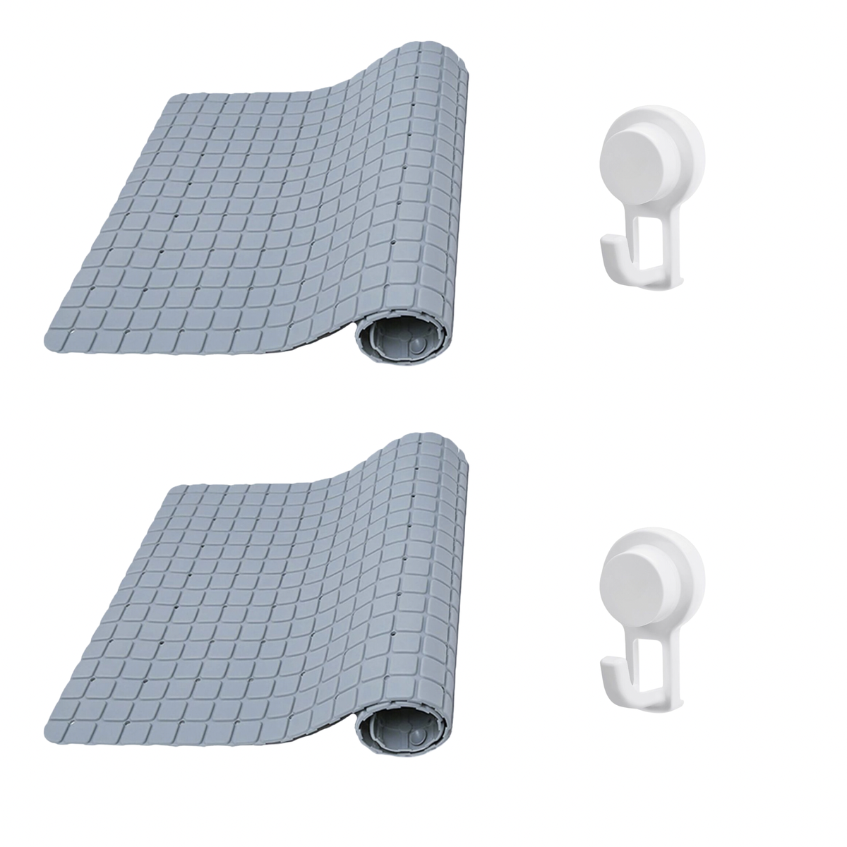 Anti-Bacterial Bath Shower Mat + Wall Hook with Suction Cup - 2 Pack ...