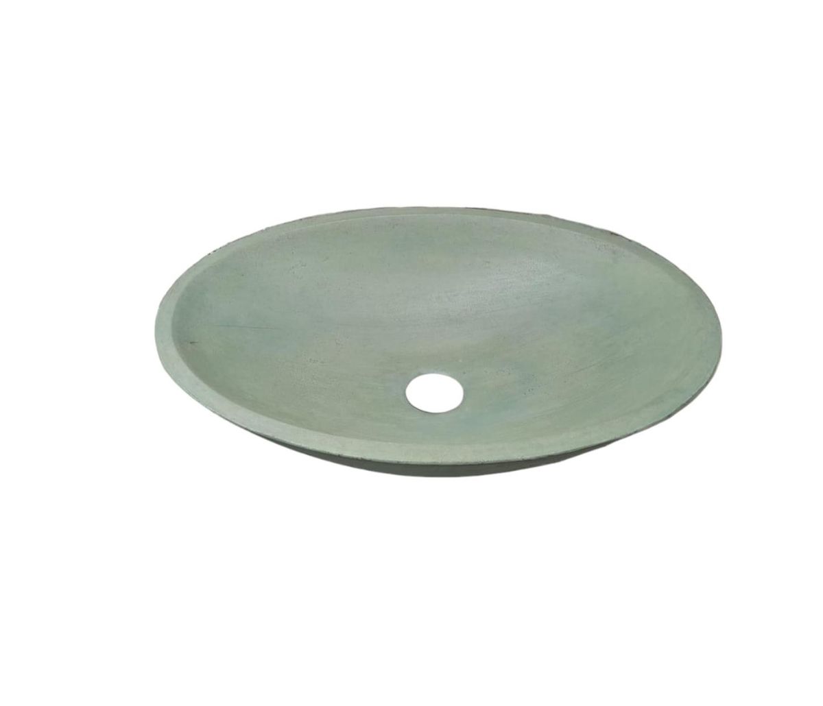 Green Concrete Oval Basin 50x35x15cm - High Strength, Chip Resistant