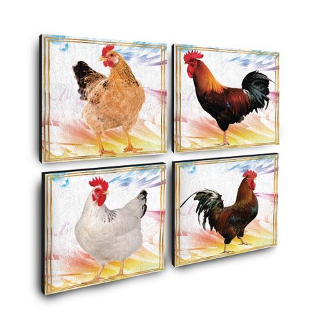 Chickens Wood Wall Art - 4 x ( 30cm x 30cm ) | Buy Online in South Africa | takealot.com