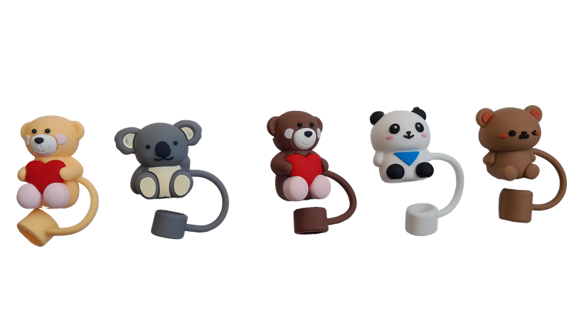Love Cartoon Animal Straw Covers- 5 Pieces