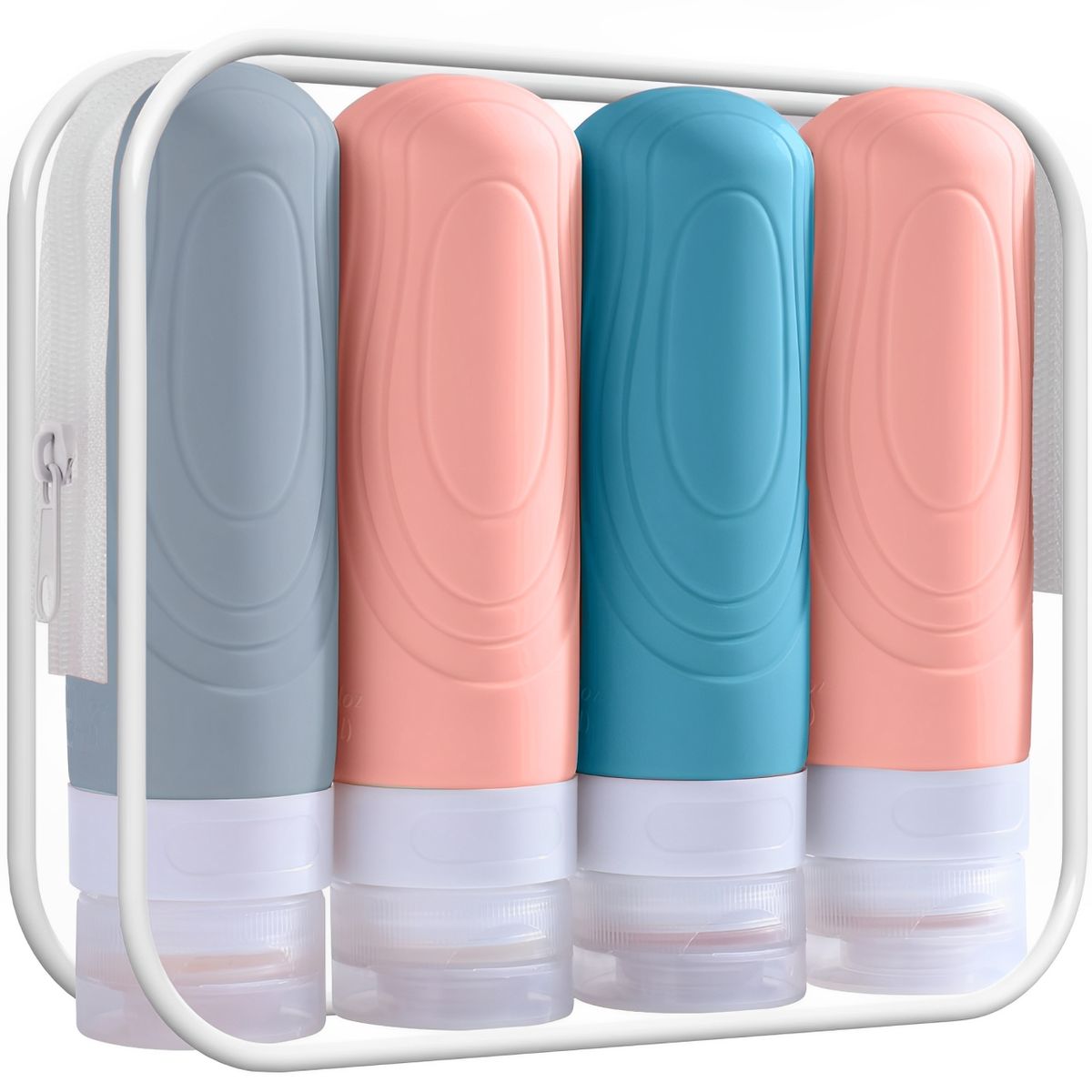 4 Pcs Travel Bottles Set for Toiletries Soft Leak Proof Silicone Containers