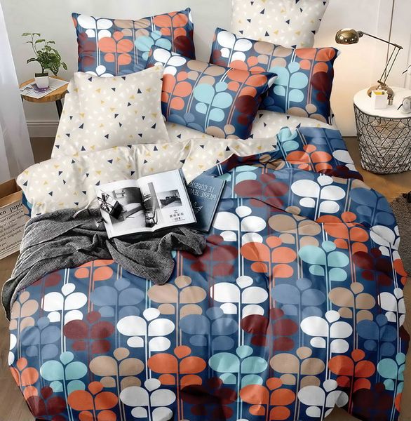 Linen Boutique - Duvet Cover Set Reversible - SteelBlueCornsilk