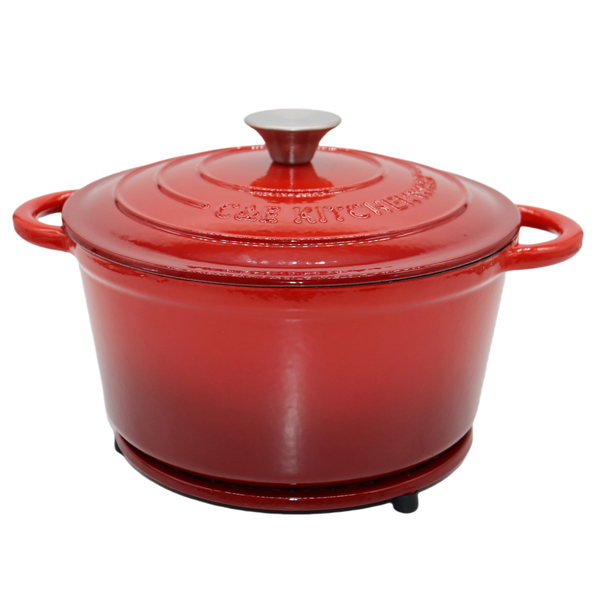 24cm Large - Hot Selling Cast Iron Casserole Pots with Utility Knife Set